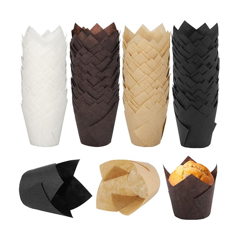 Brown paper tulip baking cups 5cm brown white natural tulip paper cupcake liner 1