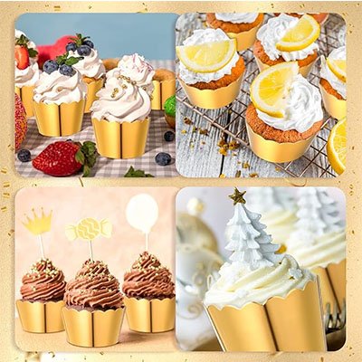 gold foil paper muffin cups cupcake wrappers