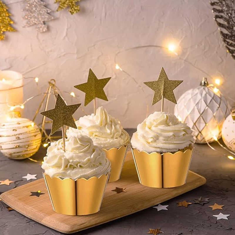 gold foil paper muffin cups cupcake wrappers