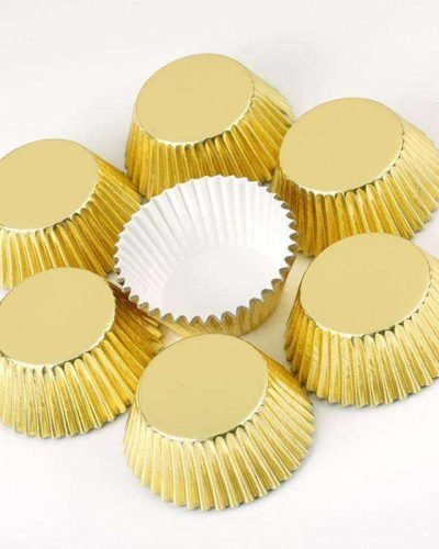 gold silver foil greaseproof paper cupcake liners