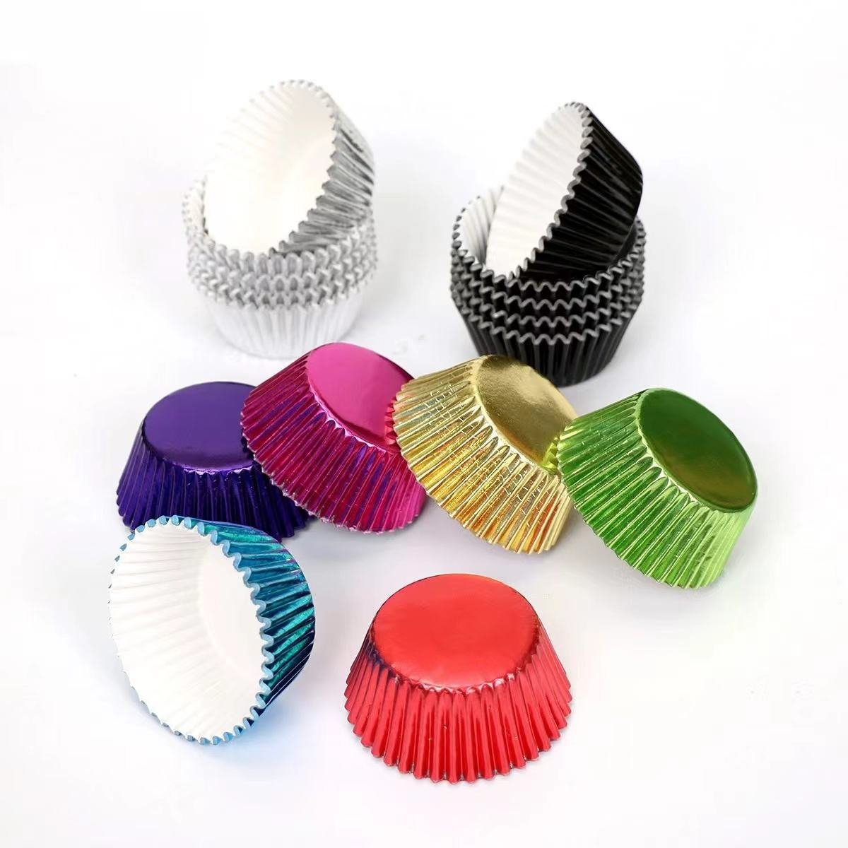 gold silver foil greaseproof paper cupcake liners