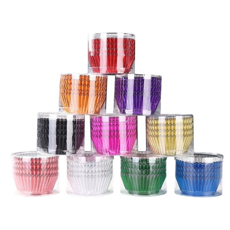 gold silver foil greaseproof paper cupcake liners