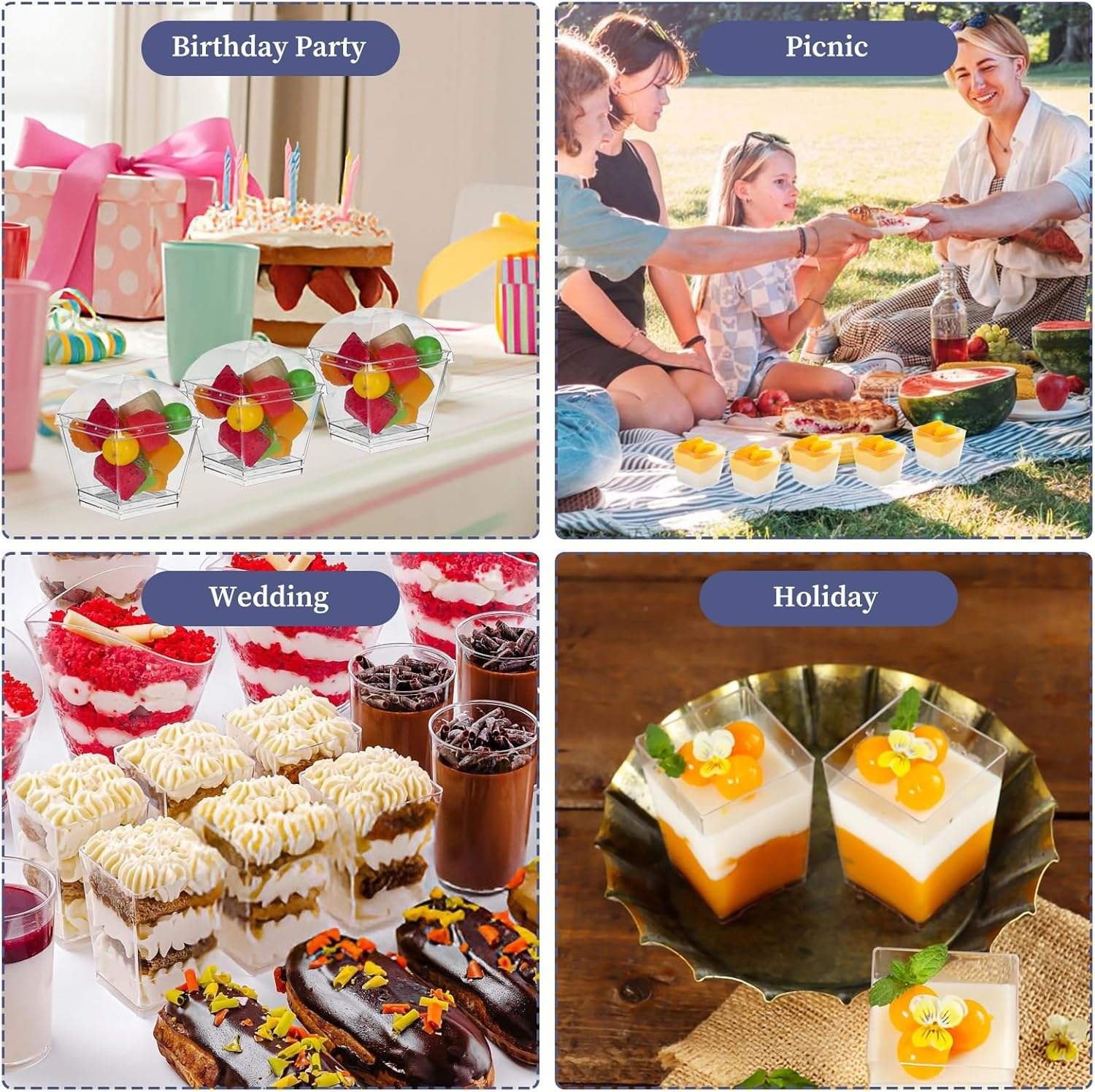 150ml square plastic dessert cups mousse cups