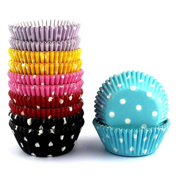Blue and pink polka dot cupcake liners
