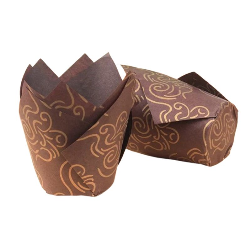 Brown Striped Tulip Paper Cupcake Liners Gold striped tulip paper cupcake liners