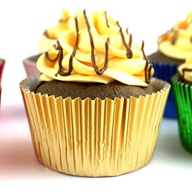 Gold Silver Foil Greaseproof Paper Cupcake Liners gold color foil paper cupckae liner 9