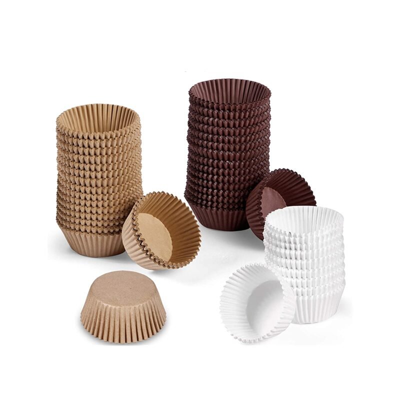 Cupcake Liners Natural Brown White Greaseproof Paper Cupcake Liners