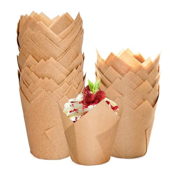 natural greaseproof tulip paper baking cup