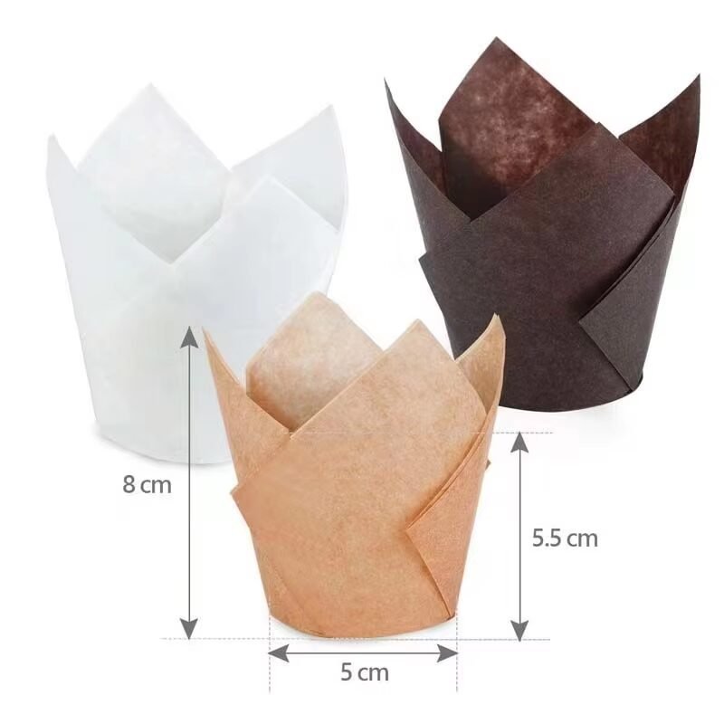 Custom Natural Tulip Paper Cupcake Wrapper different colors tulip greaseproof paper cupcake wrapper