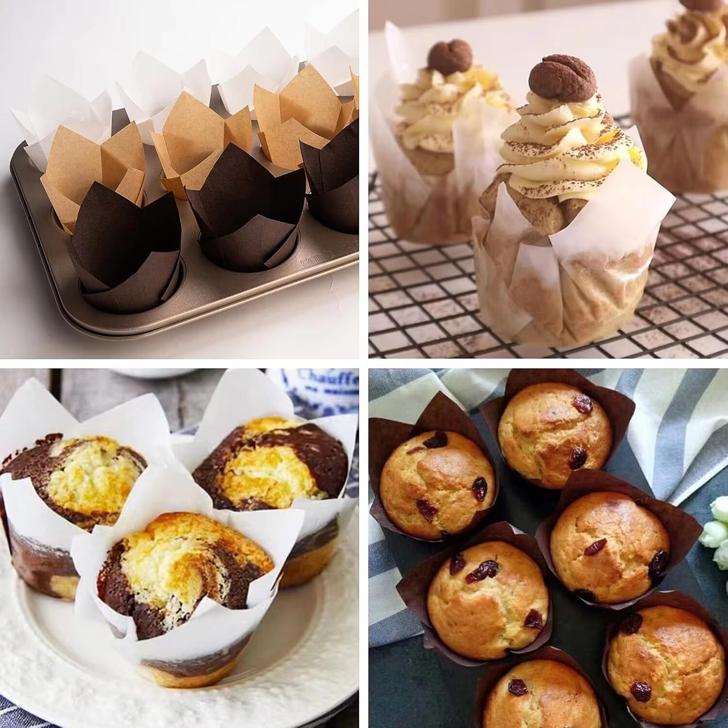 Tulip paper baking cups used for baking cupcakes, 5 cm, natural