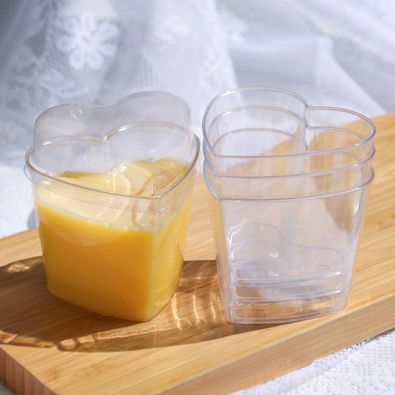 135ml Heart Shaped Dessert Cups for Pudding, Fruit, Cheesecake Heart shaped plastic cups 135ml for pudding