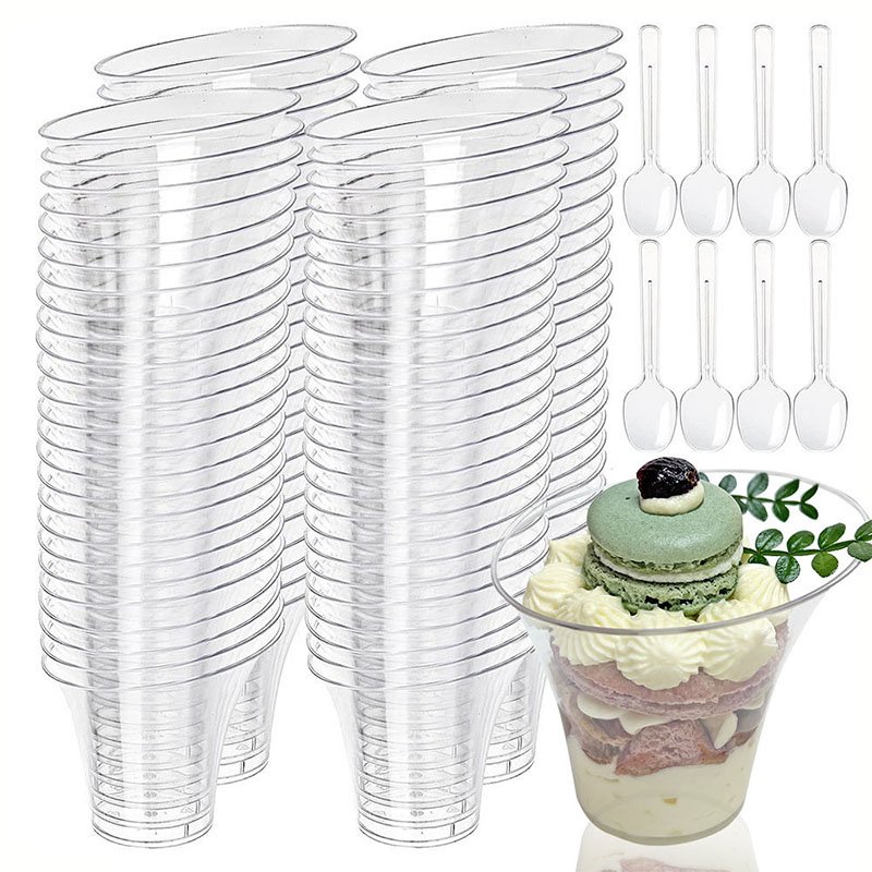Clear Plastic Serving Cups 135ml Plastic catering cups for restaurants, food trucks and events