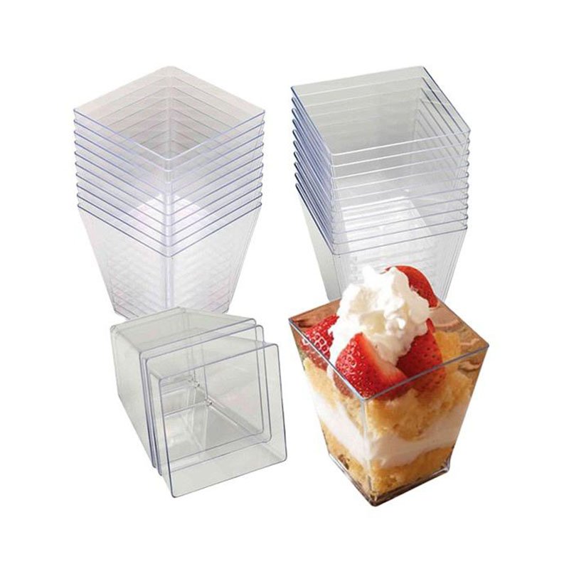150ml Square Dessert Cups 150ml square plastic dessert cups for wholesale
