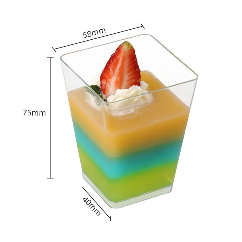 150ml Square Dessert Cups 150ml square dessert cups for mousse, pudding, snack