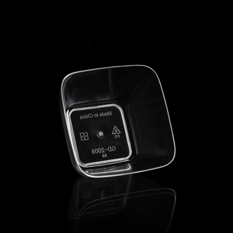 70ml Clear Square Bowl Party Serving Plastic Cup for Appetizers, Trifle 70ml plastic dessert bowl for pudding, cake & snack