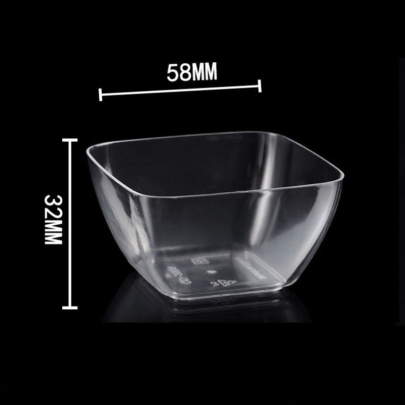 70ml Clear Square Bowl Party Serving Plastic Cup for Appetizers, Trifle Plastic dessert cups 70ml