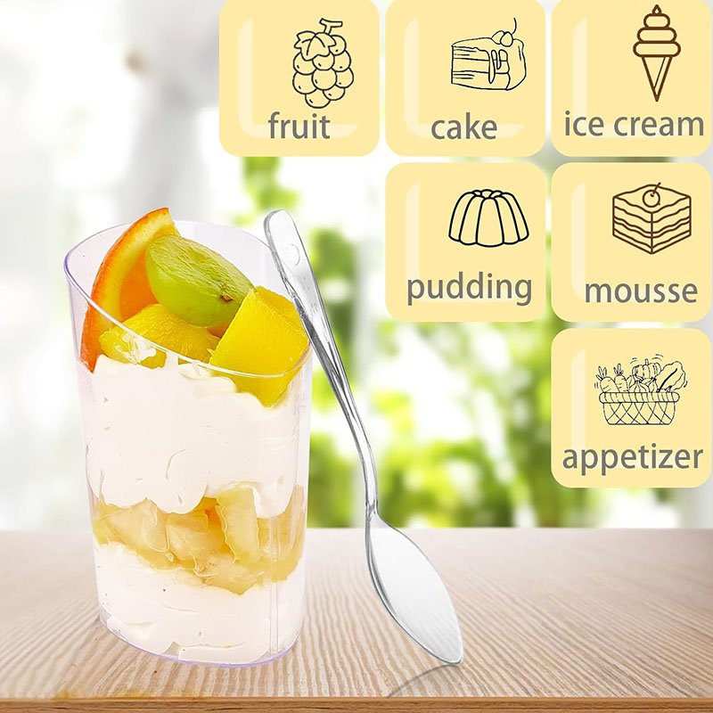 Clear Plastic Dessert Cup 80ml Event-ready 80ml clear plastic dessert cups, ideal for banquets, receptions, and corporate catering functions.
