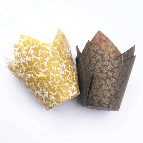 Fancy floral print tulip baking cups