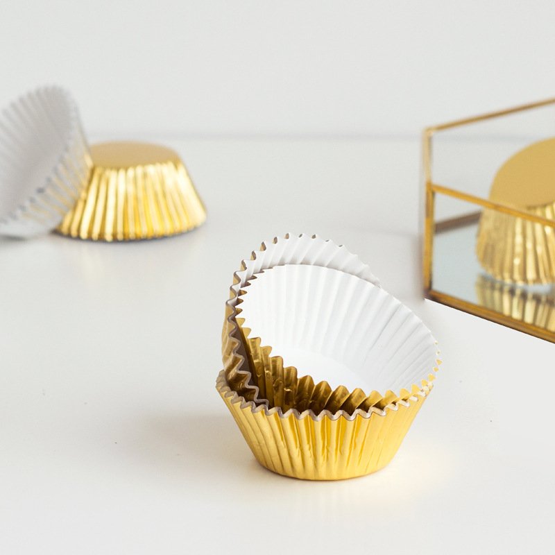 Navy Blue Foil Cupcake Liners 5cm for Wholesale Bakery Supply Gold foil cupcake liners with elegant shine for upscale dessert displays