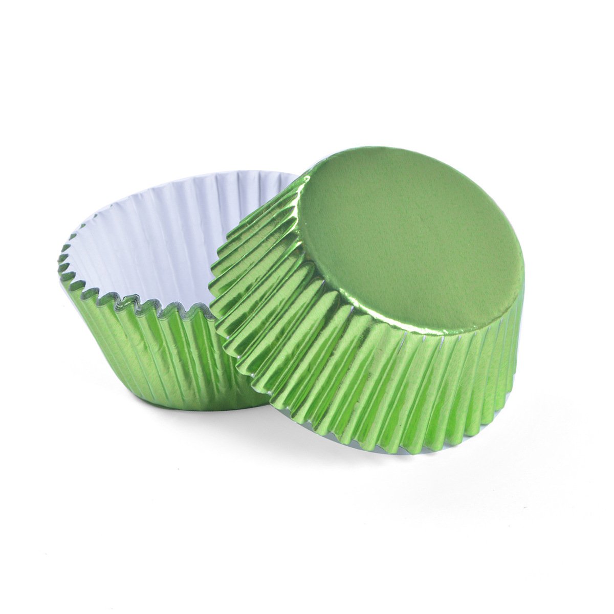 Green Foil Cupcake Liners for Different Parties, Weddings Non-stick green foil cupcake liners – greaseproof aluminum wrappers for easy release and mess-free party serving