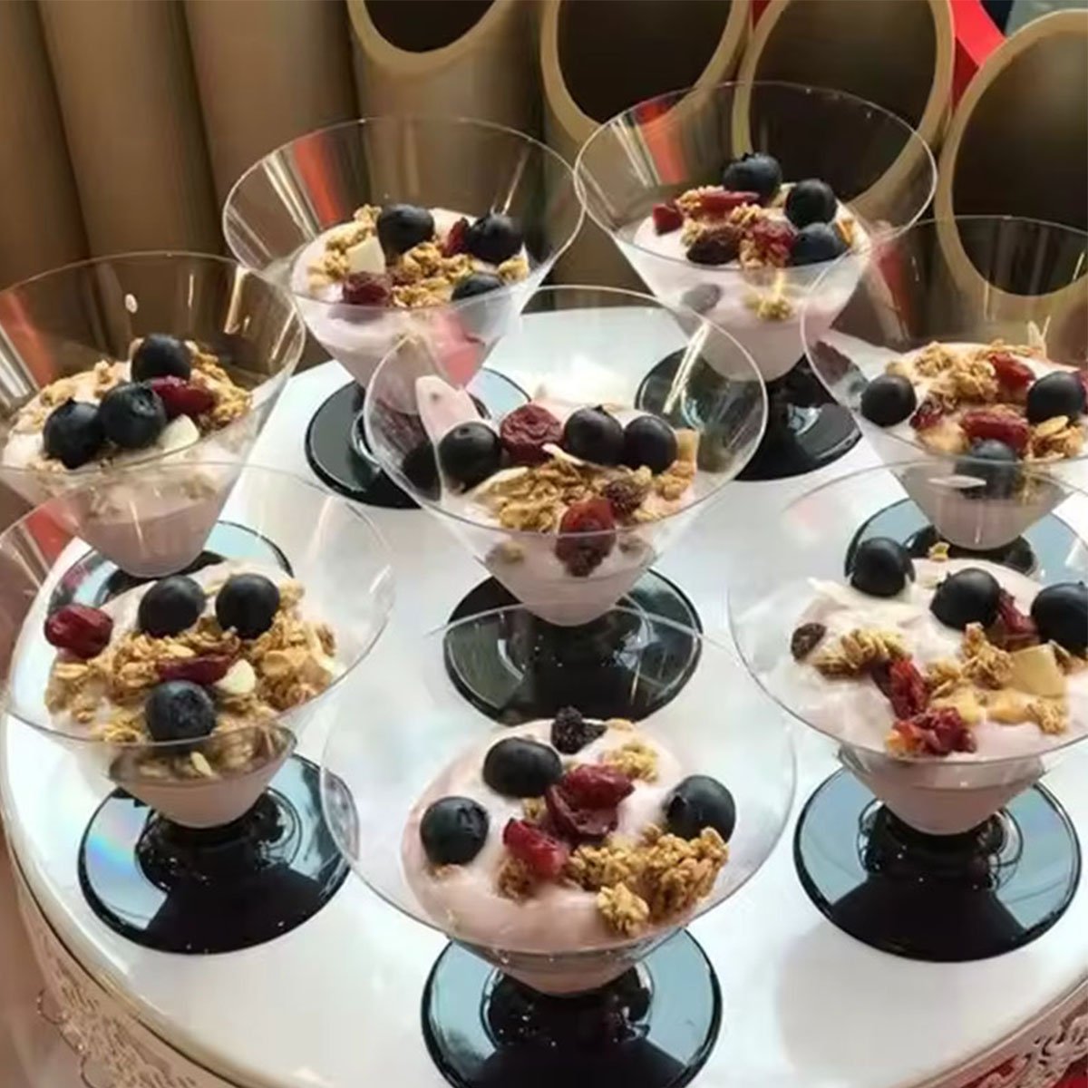 Transparent Plastic Cups for Jelly Mousse Bulk transparent plastic cups for jelly mousse cake, professional baking cups for bakeries, dessert bars and catering