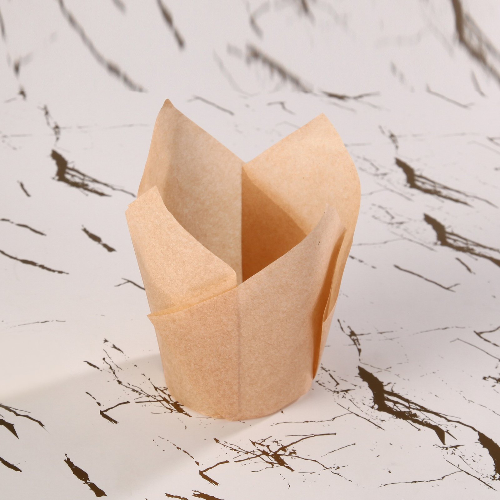 5cm Premium Pink Standard Size Tulip Baking Paper Cups Standard size beige tulip baking cups – 5cm paper liners that fit regular muffin pans for everyday home baking