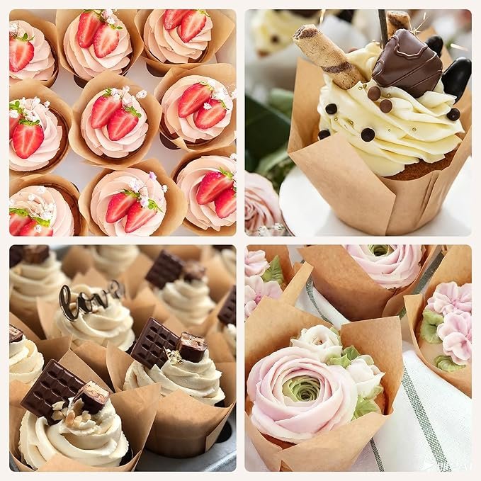5cm Premium Pink Standard Size Tulip Baking Paper Cups Wholesale tulip paper baking cups – bulk ruffled muffin liners for bakeries, cafes and high-end patisseries