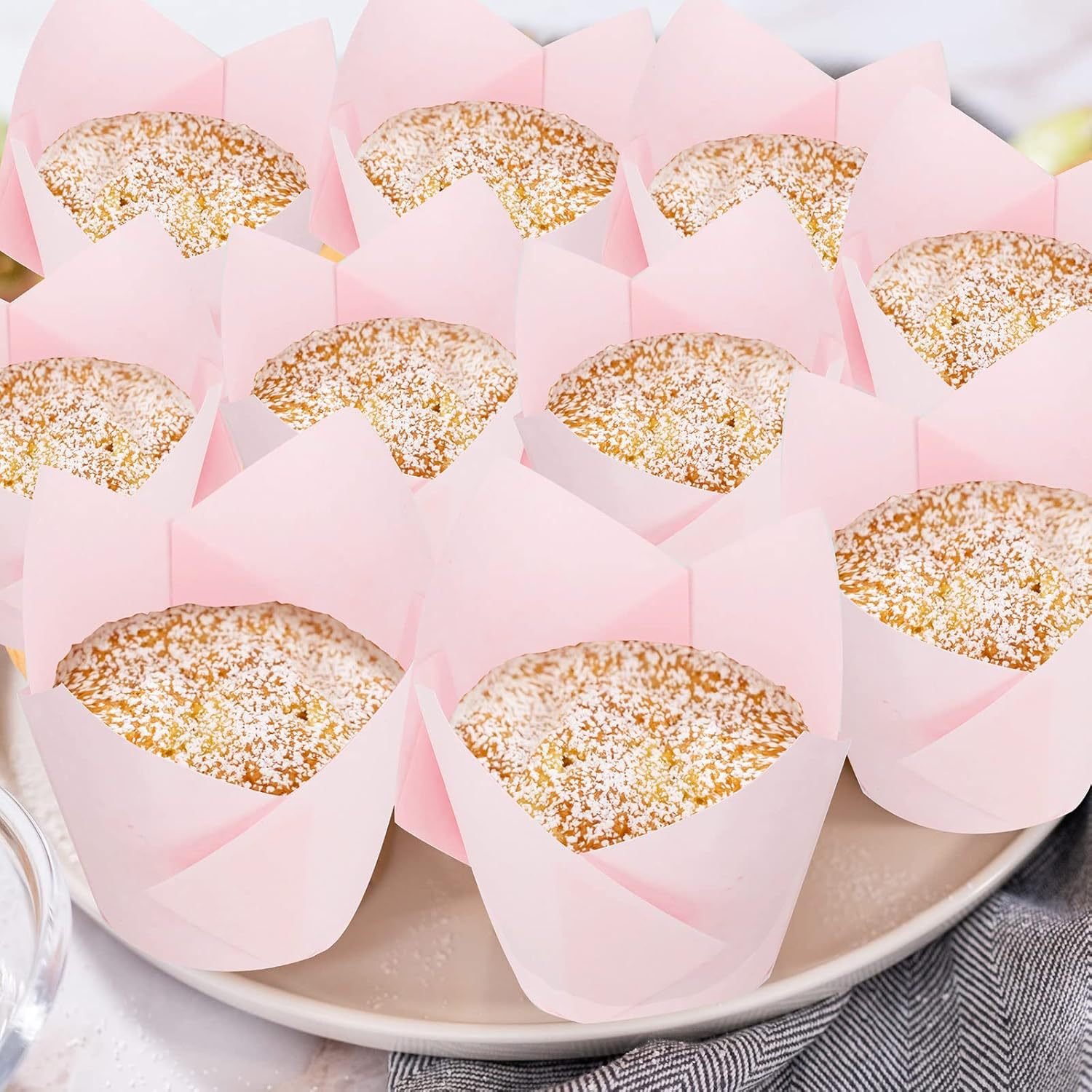 5cm Premium Pink Standard Size Tulip Baking Paper Cups Premium pink tulip cupcake liners 5cm