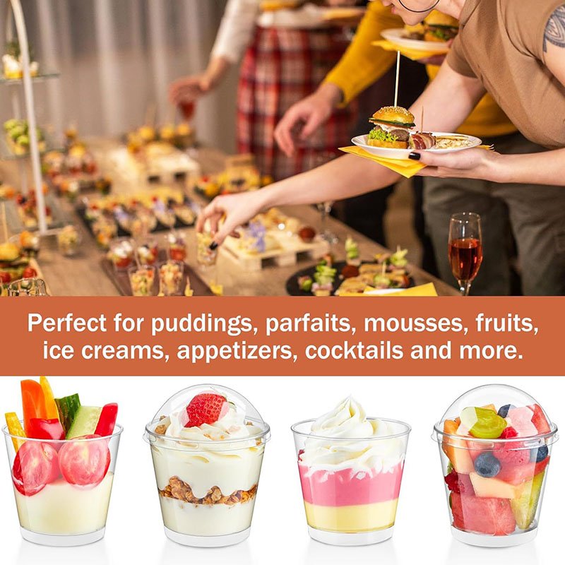 Round Dessert Cups 180ml Elegant round dessert cups 180ml for wedding receptions, birthday parties and catering dessert tables