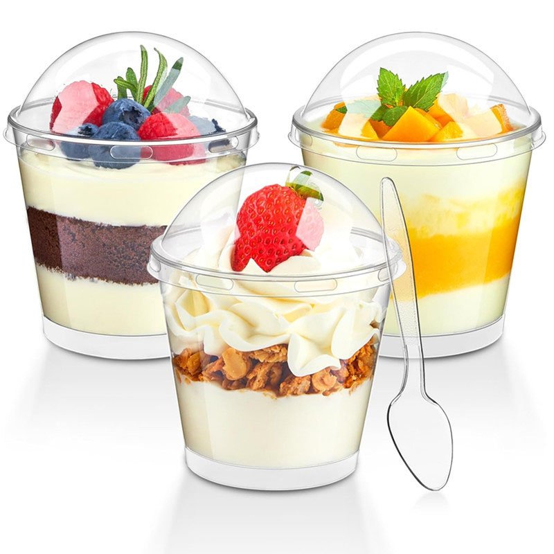 Round Dessert Cups 180ml Round dessert cups 180ml, odorless and safe for serving fresh fruits and creamy sweets