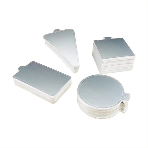 Sliver cardboard cake tray