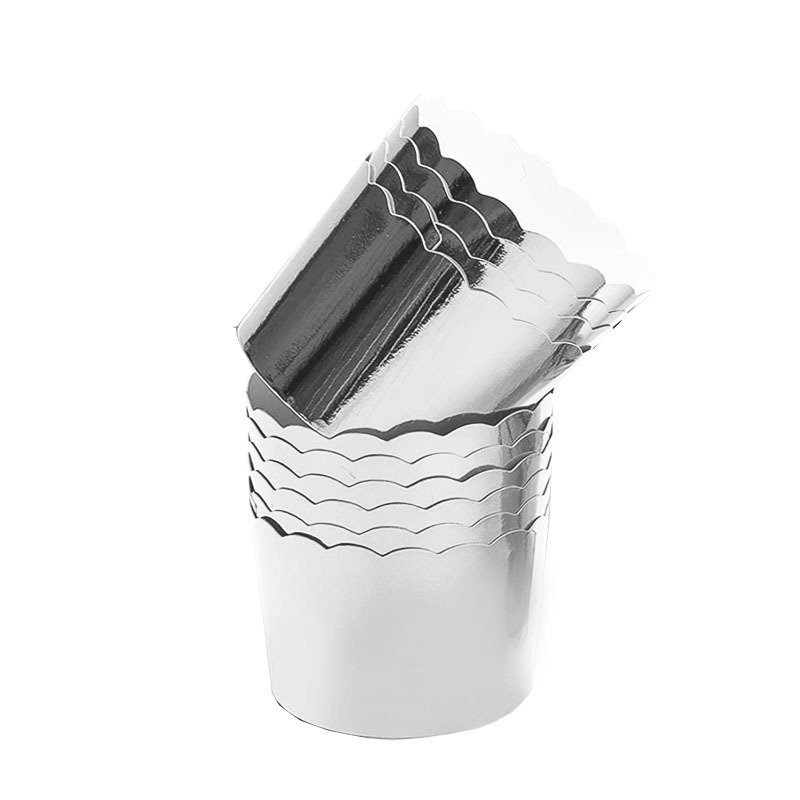 5cmx4.5cm Metallic Foil Cupcake Liners Sliver foil cake cup standard and 6cm sizes – durable aluminum cups for perfect baking every time