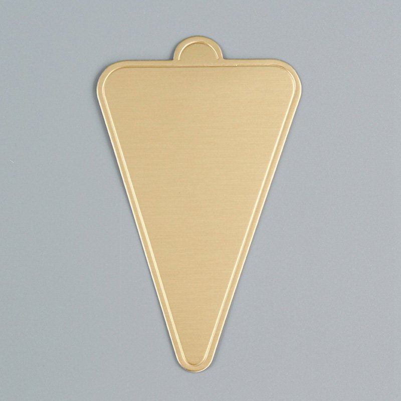 4.6 Inch Triangle Mousse Cake Board for Pastries 4.6 inch triangle mousse cake board – triangular cardboard dessert base for mousse cakes, tarts and petit fours display