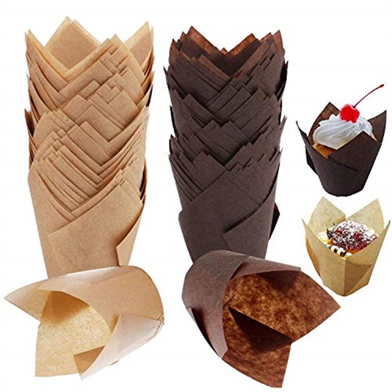paper tulip baking cups brown and natural color for muffins