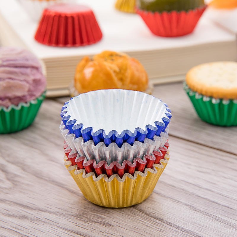 5cm Foil Cupcake Liners Assorted Colors for Baking 5cm foil cupcake liners top view multicolor baking cups for desserts