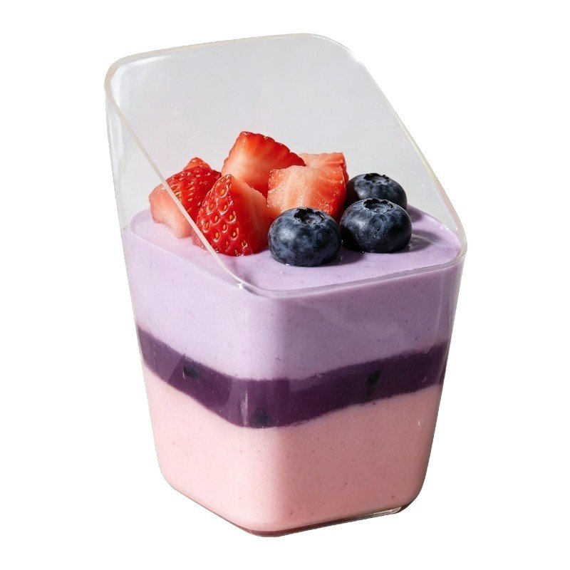 70ml Slanted Clear Plastic Dessert Cups Angled Design for Parfaits Mousse and Jellies 70ml slanted clear plastic dessert cup mini pudding mousse serving cup