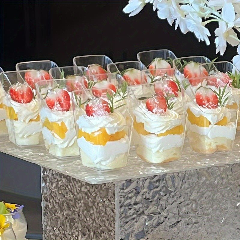 70ml slanted clear plastic cup with mousse angled dessert cup for parties and weddings