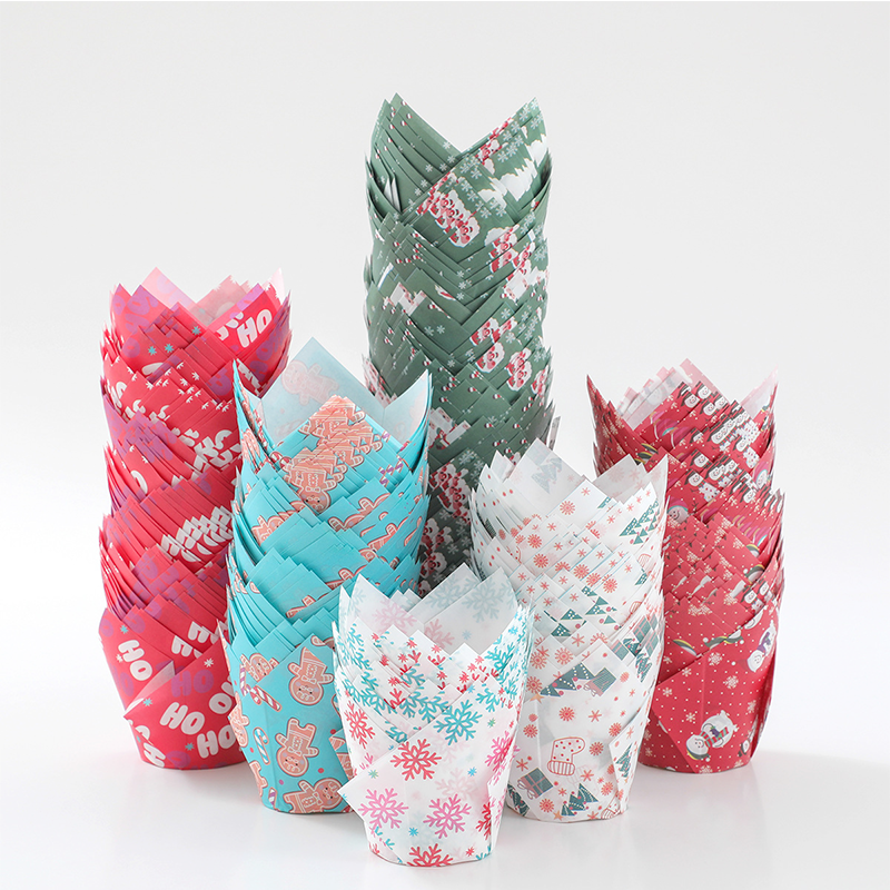 5cm Tulip Paper Baking Cups for Christmas Tulip paper baking cups for Christmas