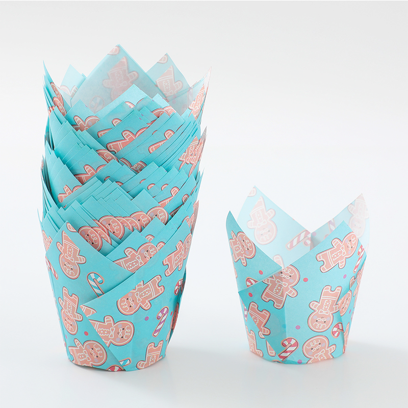 5cm Tulip Paper Baking Cups for Christmas Christmas tulip baking cups in tray ruffled paper liners for cupcakes and muffins