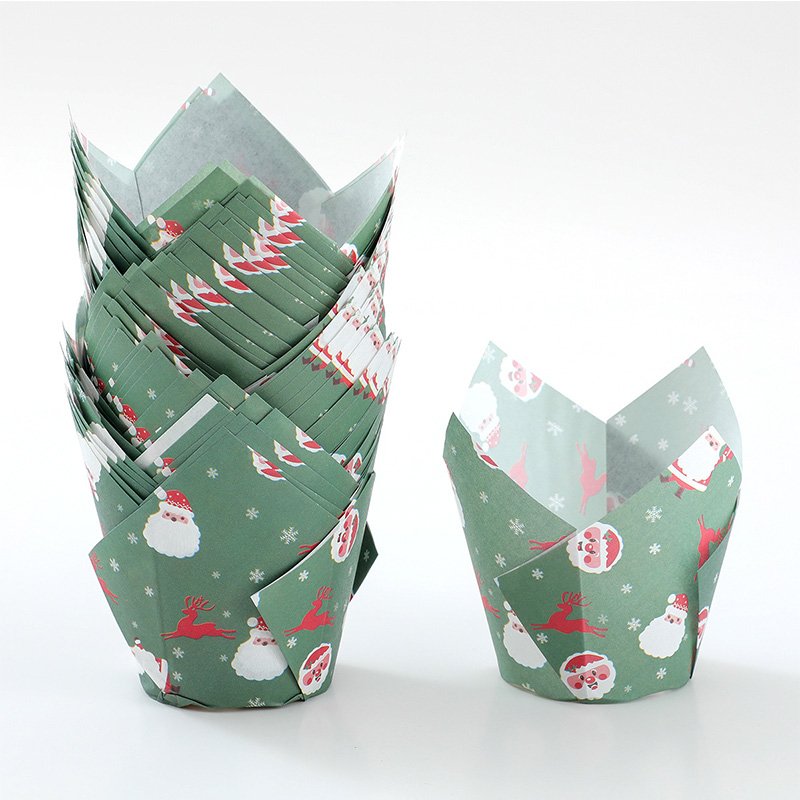 5cm Tulip Paper Baking Cups for Christmas Christmas tulip baking cups assorted pack ruffled paper liners for bakeries and events