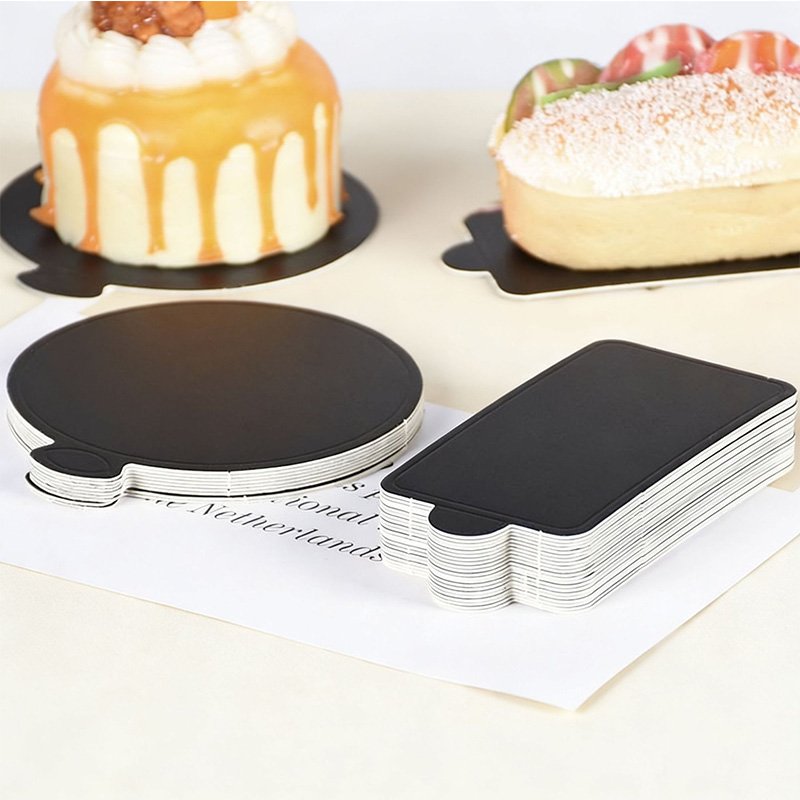 Black Paper Cardboard Small Cake Trays Black mini disposable cardboard cake bases