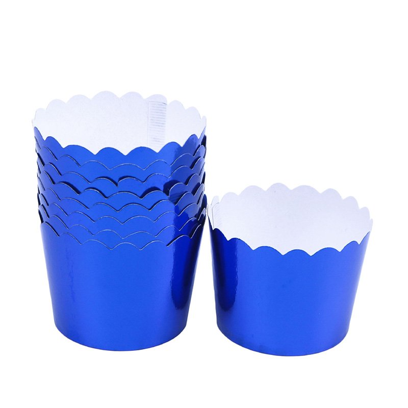 Grease Proof Foil Paper Muffin Cups Blue metallic muffin cups – greaseproof foil baking liners for baby showers and birthdays