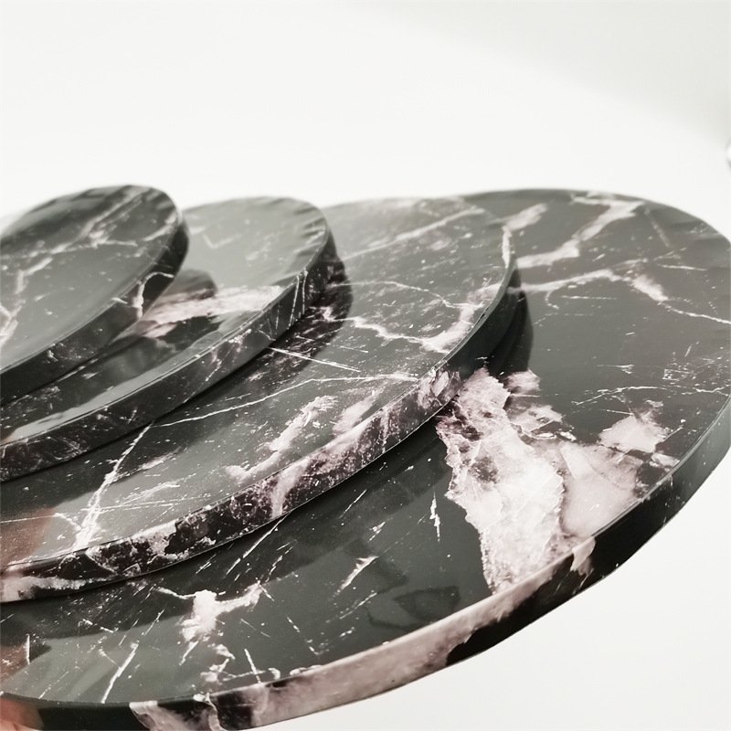 6, 8, 10, 12inch Black Round Marble Pattern Cake Drum Black marble cake drums size set – 6 8 10 12 inch round boards for baking and catering