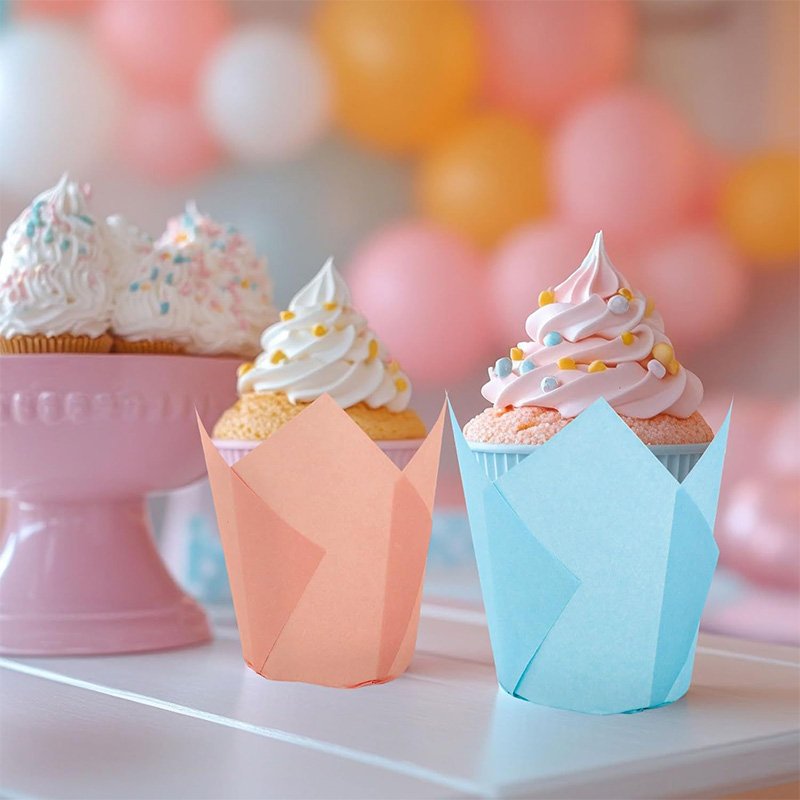 Tulip Cupcake Liners – Assorted Colors Ruffled Baking Cups Multicolor Tulip Cupcake Liners 03