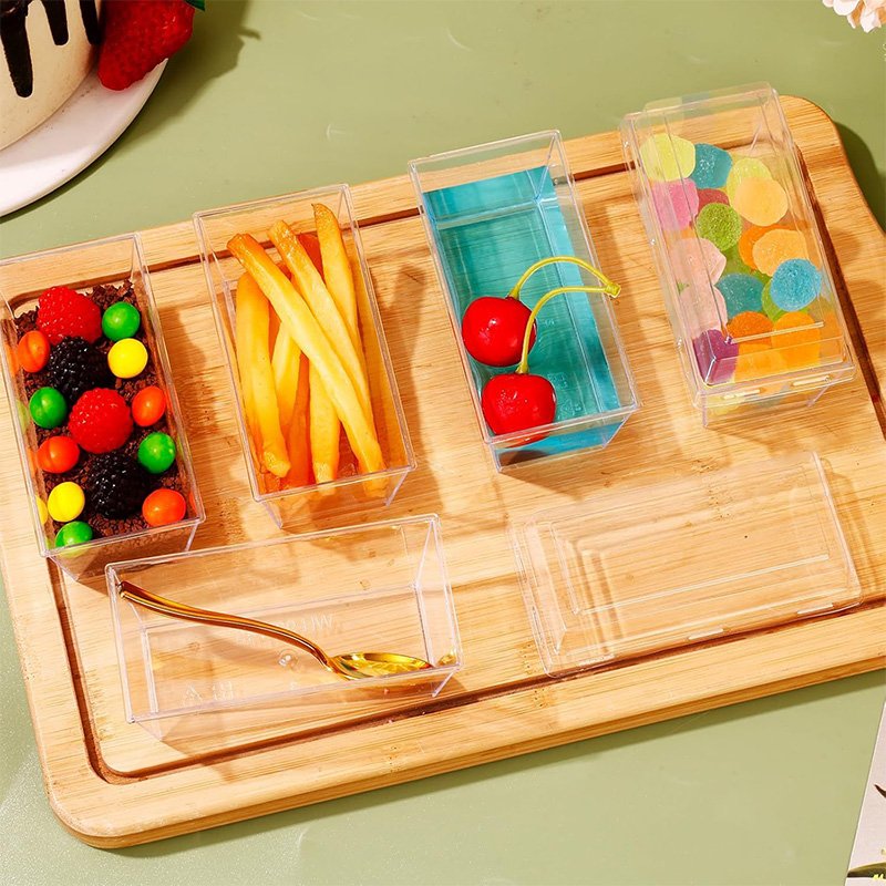 130ml Rectangle Clear Plastic Party Serving Dessert Cups 130ml rectangle dessert cups bulk pack – clear plastic containers for events and catering