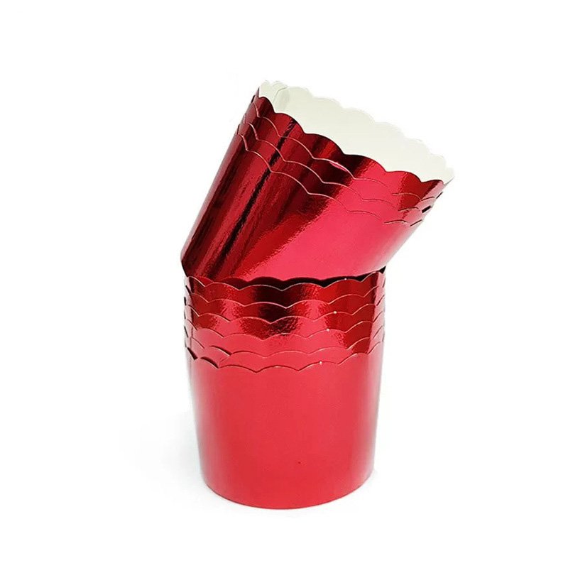 Greaseproof Metallic Baking Cupcake Liners Red foil muffin cups – greaseproof metallic baking liners for Christmas and holiday treats