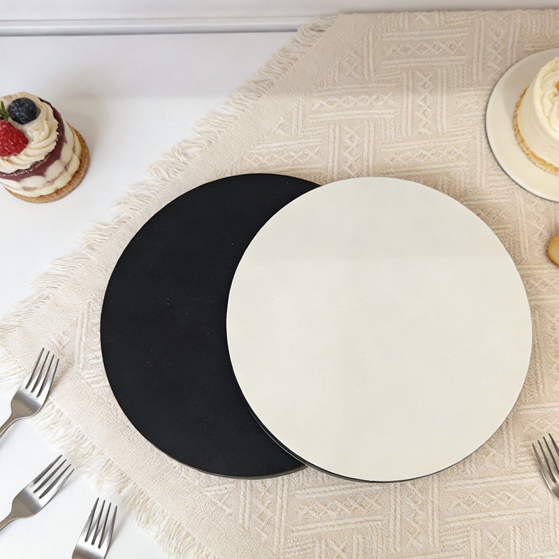 Round Thick Cardboard Cake Boards 8,10 & 12 Inch in Gold White Black Sliver Round cake board white black – cardboard base for baking and dessert display
