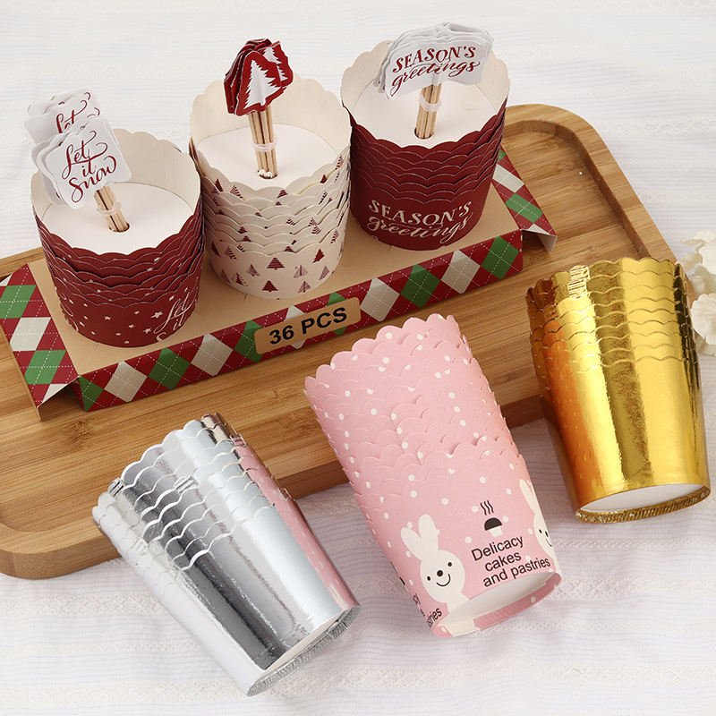 Silver Gold Cupcake Liners, Metallic Foil Muffin Cups for Daily Baking Silver gold cupcake liners