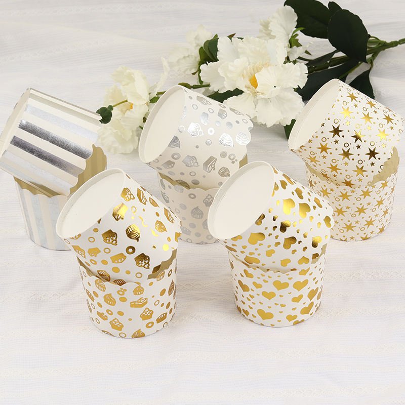 Silver Gold Cupcake Liners, Metallic Foil Muffin Cups for Daily Baking Greaseproof paper foil muffin cups 5cm for baking