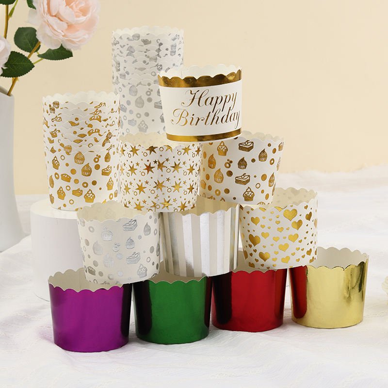 Silver Gold Cupcake Liners, Metallic Foil Muffin Cups for Daily Baking Paper foil baking cups 5cm assorted colors for parties